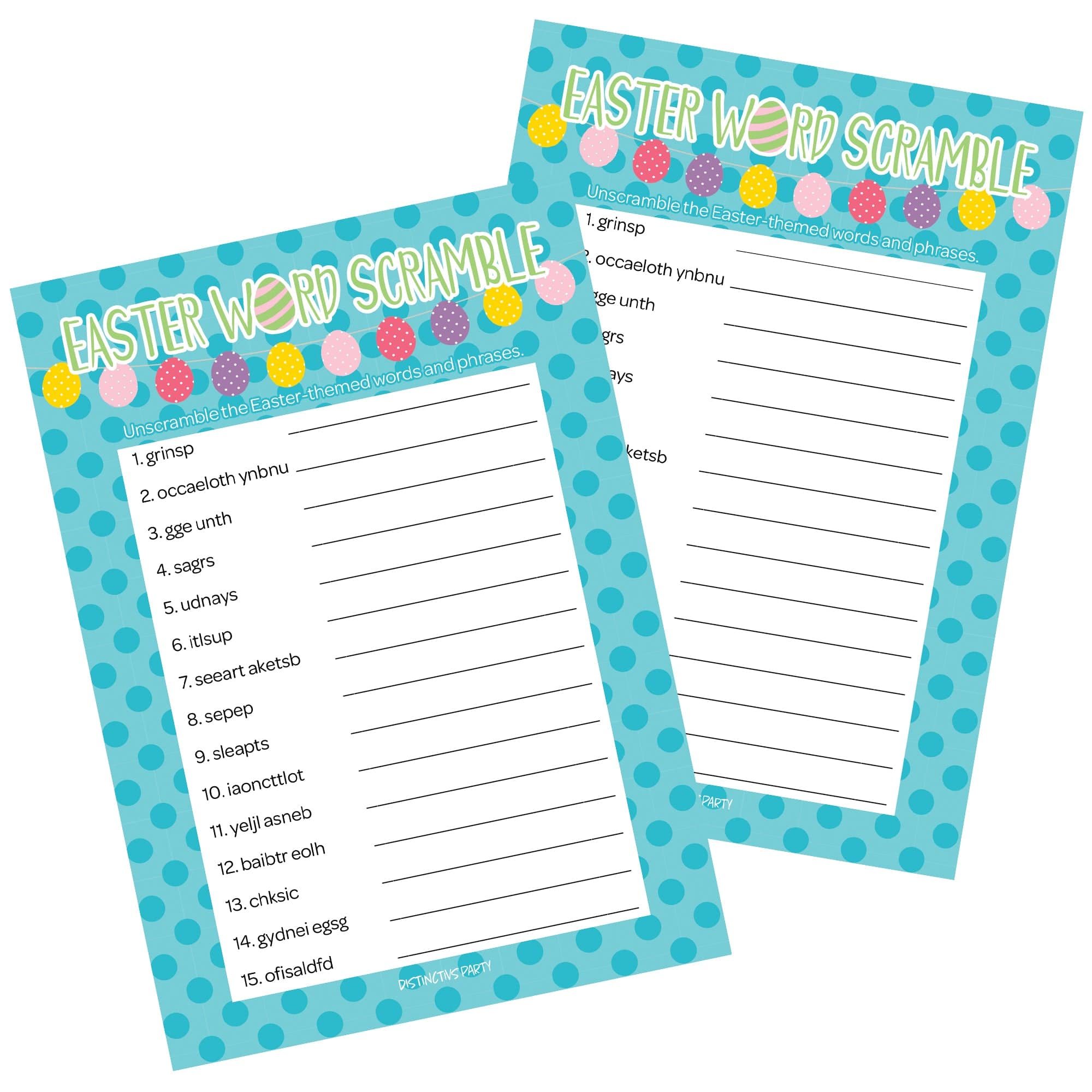 Easter Themed Word Scramble Classroom Party Game - 25 Player Cards